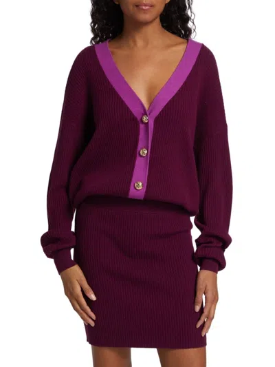 Ramy Brook Women's Andrea V-neck Mini Sweater Dress In Mulberry