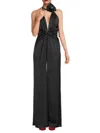 Ramy Brook Angelina Pleated Twist-front Halter Jumpsuit In Black