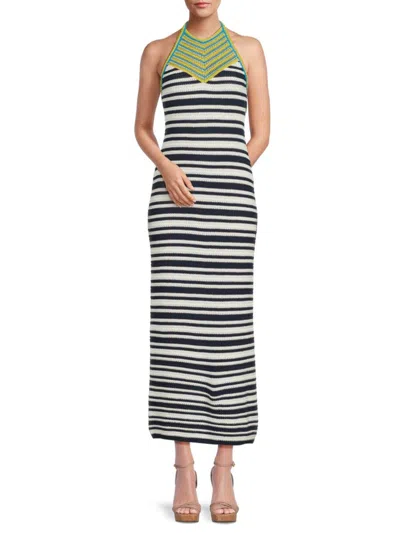 Ramy Brook Women's Annabella Striped Knitted Maxi Dress In Black
