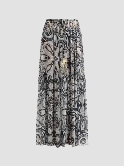 Ramy Brook Women's Annalisa Paisley Drawstring Maxi Skirt In Black