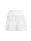 Ramy Brook Women's Annetta Cotton Eyelet Miniskirt In White Sand Combo