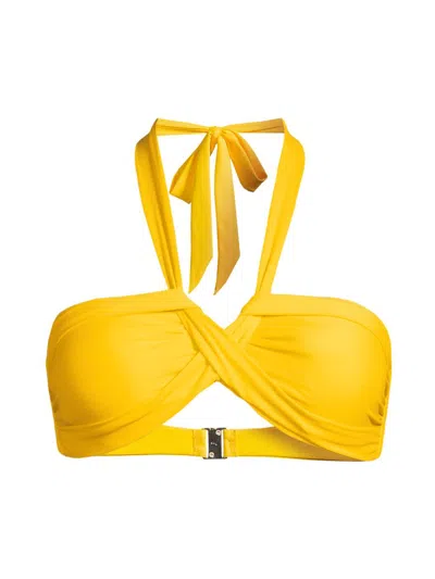 Ramy Brook Women's Arielle Bandeau Halter Bikini Top In Yellow