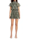 Ramy Brook Women's Arizona Smocked-waist Printed Minidress In Green