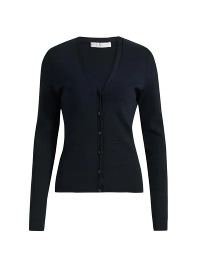 Ramy Brook Women's Astra Pointelle-knit Cardigan In Blue