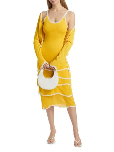 Ramy Brook Women's Aurelia Crochet-trimmed Midi-dress In Yellow