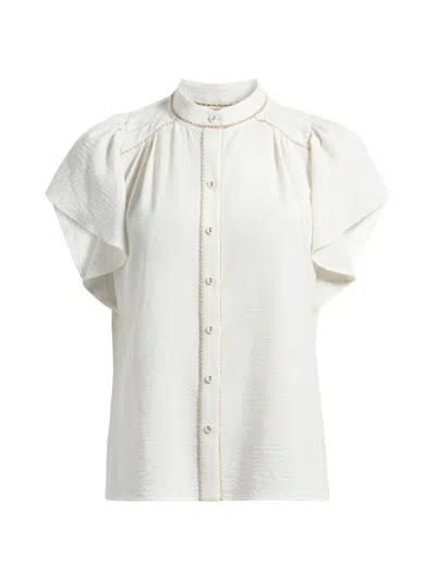 Ramy Brook Women's Aurora Flutter-sleeve Top In White