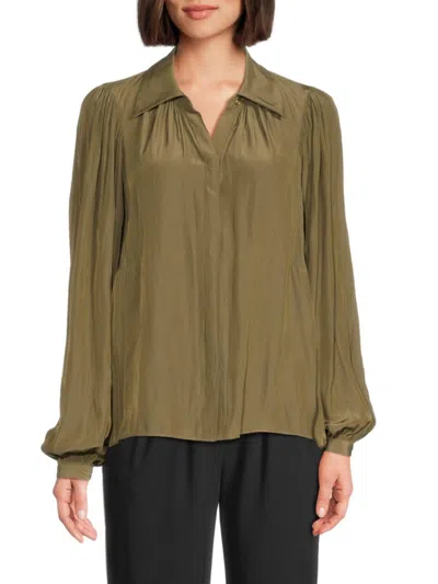 Ramy Brook Women's Azariah Gathered Top In Dark Olive