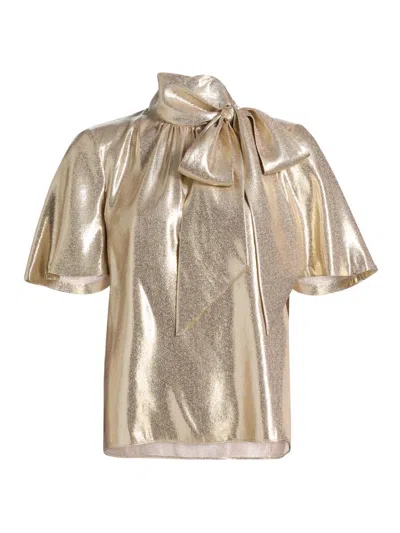 Ramy Brook Women's Balinda Metallic Silk Top In Gold