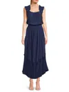 Ramy Brook Women's Baylor Pleated Blouson Maxi Dress In Spring Navy