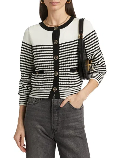 Ramy Brook Women's Bea Metallic Striped Cotton-blend Cardigan In Black
