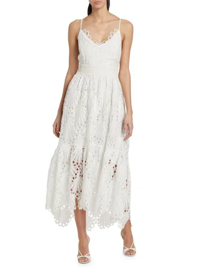 Ramy Brook Women's Belle Eyelet Scallop Midi-dress In Black