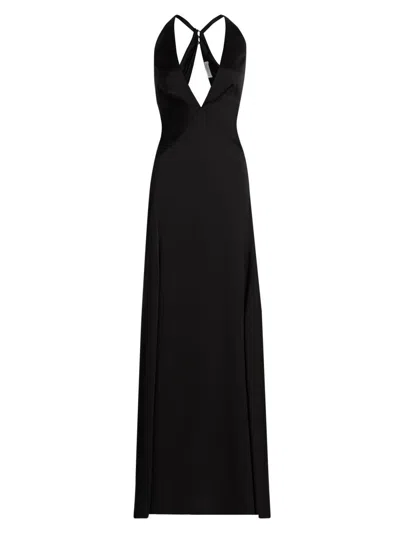 Ramy Brook Women's Belle Plunging V-neck Satin Gown In Black