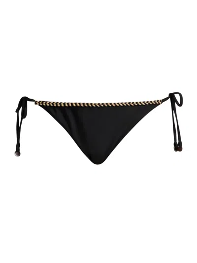 Ramy Brook Women's Benni Braided Side-tie Bikini Bottom In Black