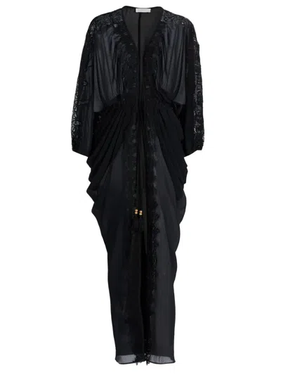 Ramy Brook Women's Bernice Lace-trim V-neck Maxi Dress In Black