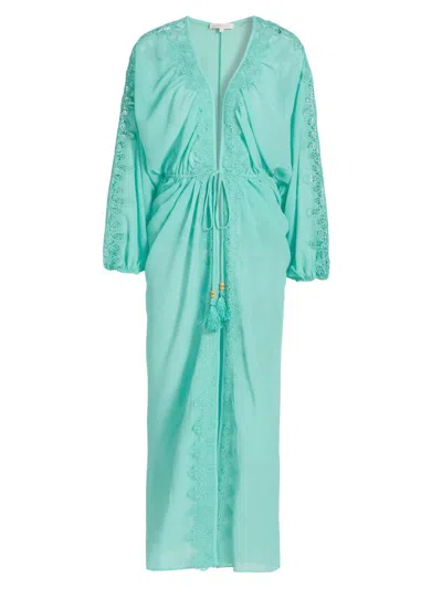 Ramy Brook Women's Bernice Lace-trim V-neck Maxi Dress In Green