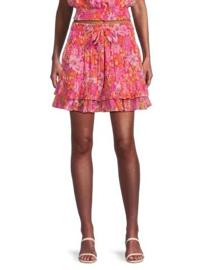 RAMY BROOK WOMEN'S BLAIRE FLORAL TIERED MINI SKIRT
