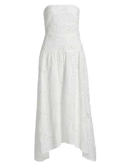 Ramy Brook Women's Blanca Flower Strapless Midi-dress In White