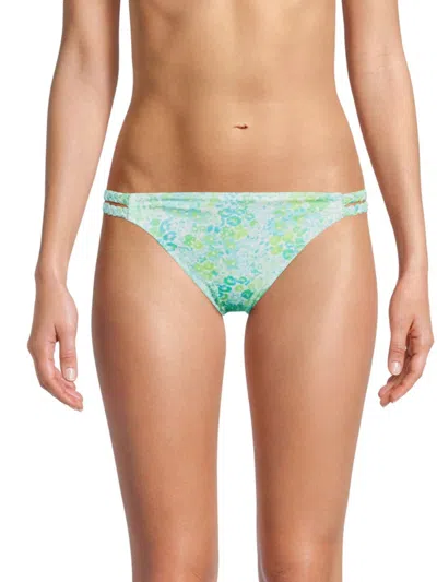 Ramy Brook Women's Bouquet Printed Liza Bikini Bottom In White Combo