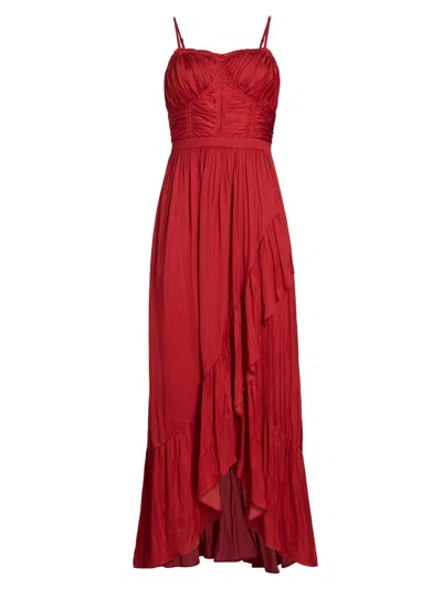 Ramy Brook Women's Braelyn Shirred Wrap Maxi Dress In Burgundy