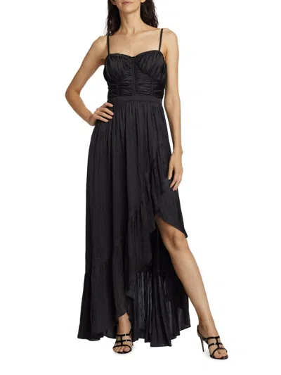 Ramy Brook Women's Braelyn Shirred Wrap Maxi Dress In Black