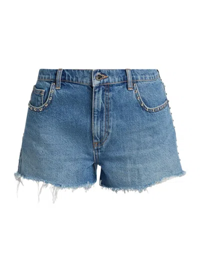 Ramy Brook Women's Bria Studded Denim Shorts In Blue