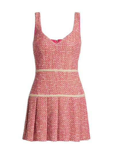 Ramy Brook Women's Brianna Tweed Cotton-blend Pleated Minidress In Red