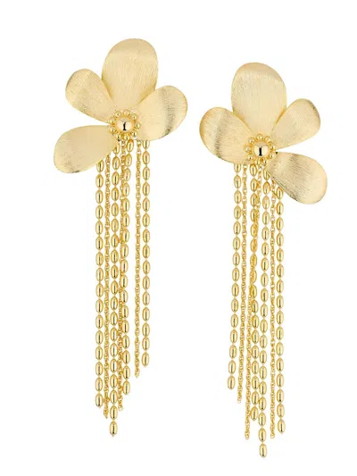 Ramy Brook Women's Brushed Flower Anaya Goldtone Stainless Steel Earrings In Metallic