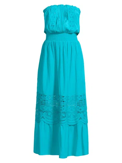 Ramy Brook Women's Cambridge Cotton-blend Off-the-shoulder Maxi Dress In Blue