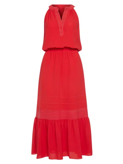 Ramy Brook Carmen Tiered Sleeveless Midi Dress In Orange