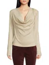 Ramy Brook Women's Carolina Metallic Stripe Cowlneck Blouse In Soft Gold