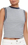 Ramy Brook Florence Crew Neck Top In Spring Navy Pucker