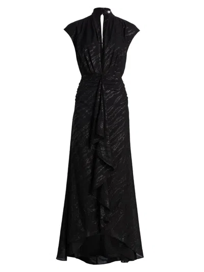 Ramy Brook Women's Catrin Plunging V-neck Shimmer Dress In Black