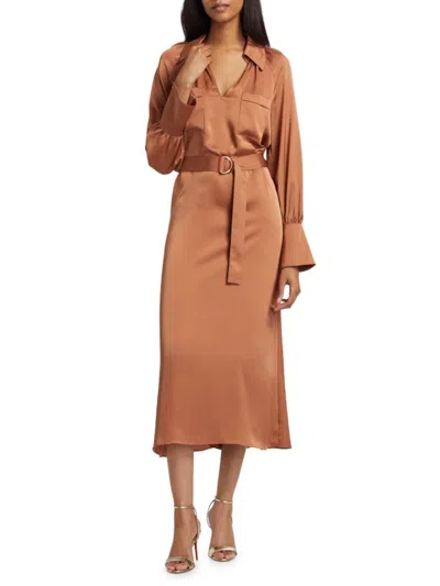 Ramy Brook Women's Cecilia Belted Midi-dress In Brown