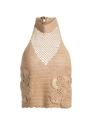 Ramy Brook Women's Celeste Open-knit Cotton Top In Brown