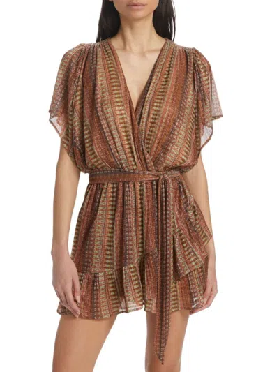 Ramy Brook Women's Chelsea Print Mini Wrap Dress In Brown