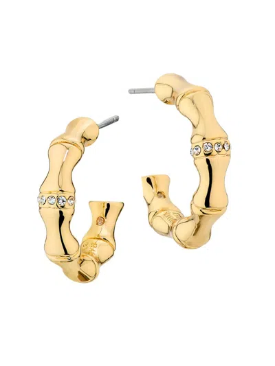 Ramy Brook Women's Chiara Goldtone & Cubic Zirconia Bamboo Huggie Earrings
