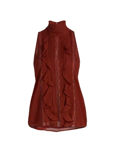 Ramy Brook Women's Christine Ruffled Silk Top In Orange