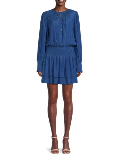 Ramy Brook Women's Clarinda Smocked Mini Dress In Blue