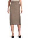 Ramy Brook Clarissa Plaid Midi Skirt In Brown