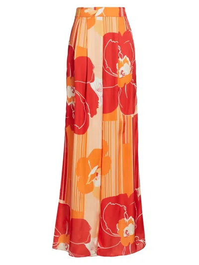 Ramy Brook Claudia Printed High Waisted Pant In Flame Amore