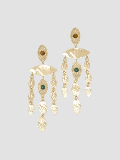Ramy Brook Women's Cleo Goldtone, Reconstituted Malachite & Tiger's Eye Chandelier Earrings