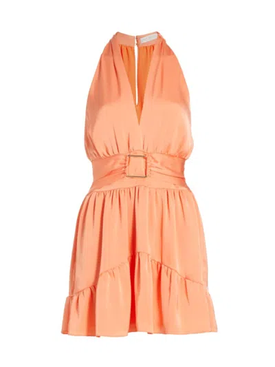 Ramy Brook Women's Clover Satin Halter Minidress In Tropic Orange