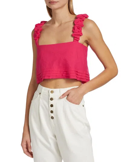 Ramy Brook Women's Cora Linen-blend Crop Top In Pink