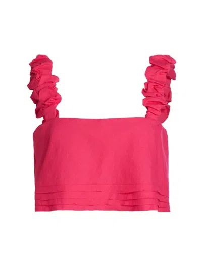 Ramy Brook Women's Cora Linen-blend Crop Top In Pink Punch