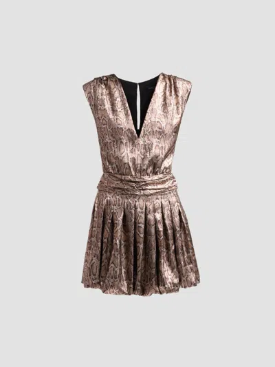 Ramy Brook Crystal Snake V-neck Mini Dress In Neutral