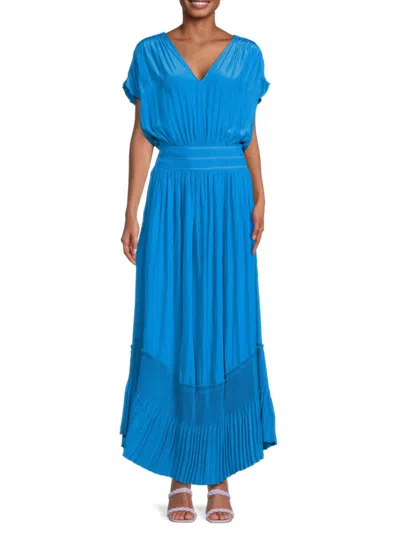 Ramy Brook Women's Cymone Pleated Maxi Dress In Lake