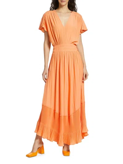 Ramy Brook Women's Cymone Pleated Maxi Dress In Peach | ModeSens