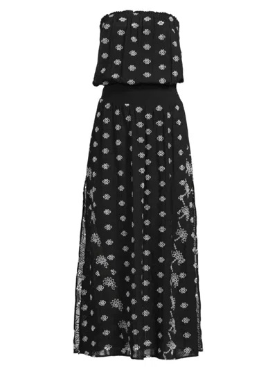 Ramy Brook Women's Cynthia Cotton Eyelet Midi-dress In Black White Combo