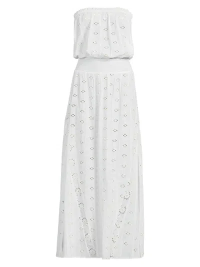 Ramy Brook Women's Cynthia Cotton Eyelet Midi-dress In White Sand Combo