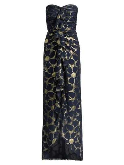 Ramy Brook Women's Daisy Goldie Floral Strapless Gown In Blue